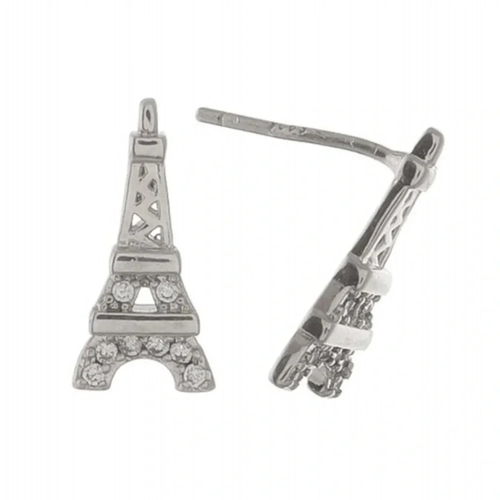 Small silver Eiffel Tower stud earrings